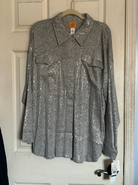 Ruby Rd. Tops - NWT Ruby Rd. Sequin charcoal heather snap button down shirt size XL